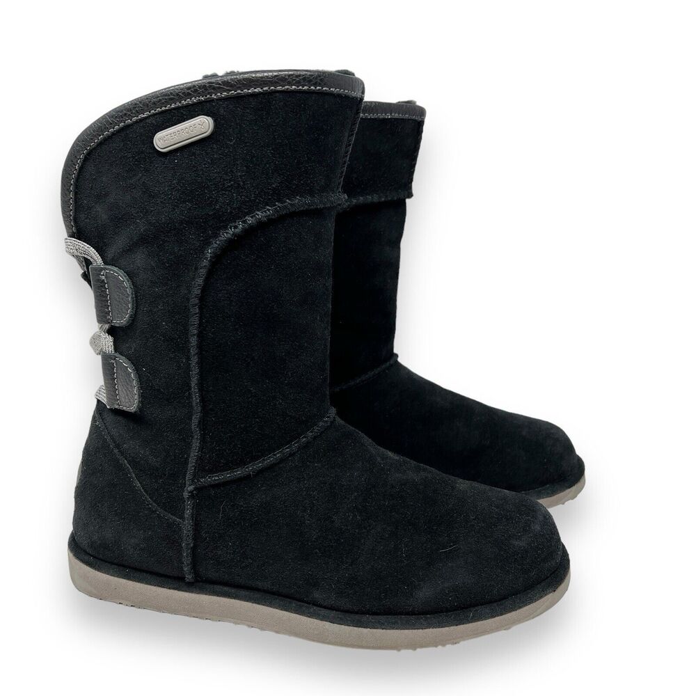 EMU Australia “Charlotte” Black Sheepskin Suede Leather Boots Women’s Size 7
